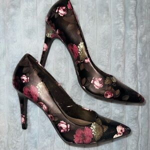 Christian Siriano Black Floral Heels